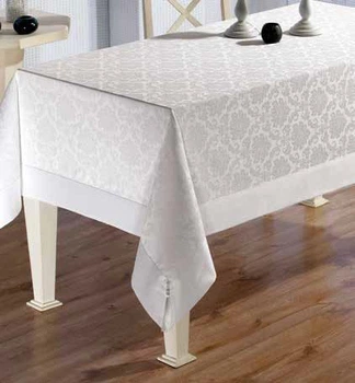 Скатертина TABE серії POLYCOTTON розмір 160*220 см з бавовни та поліестеру однотонна білого кольору