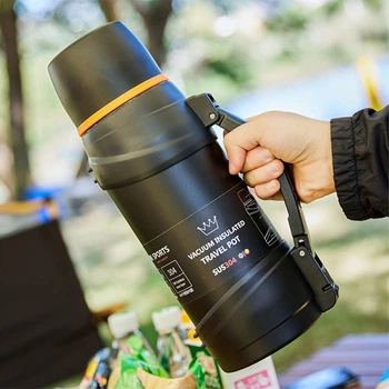 Термос з подвійною вакуумною стінкою Чорний 1300 ml