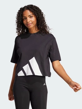 Футболка хлопковая оверсайз короткая женская Adidas W Bl Sj Bf T JG8736 S Black/White (4067902911960)