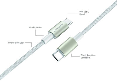 Kabel 4smarts PremiumCord USB-C - USB-C 60W 0.5M+1.5M+3M White (4252011906956)