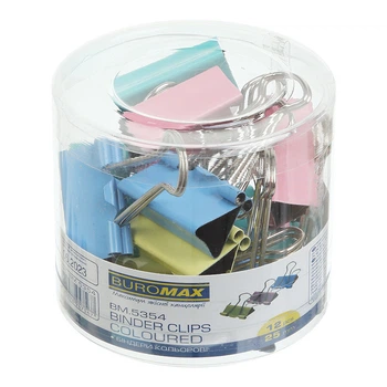 Зажим для бумаги BuroMax 25 мм 12 шт цветной (BM.5354)