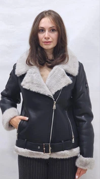 Дублянка еко хутро норки довжина 60см колір чорний 48 розмір