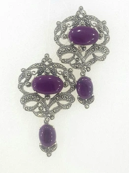 Серебряные серьги со вставкой и капельным серебром (77383/6)