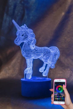 3d-світильник Єдиноріг, 3д-нічник, кілька підсвічувань (на bluetooth)