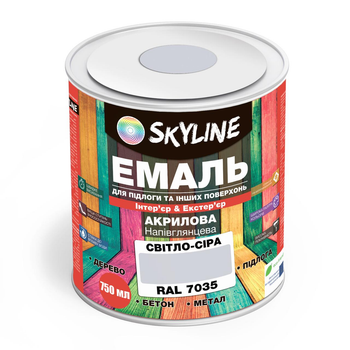 Эмаль для пола акрил-полиуретановая SkyLine Светло-серая RAL 7035 0.75 л