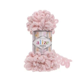 Пряжа фантазійна Alize Puffy 100г петельна Пуффі пастельно-рожева №161