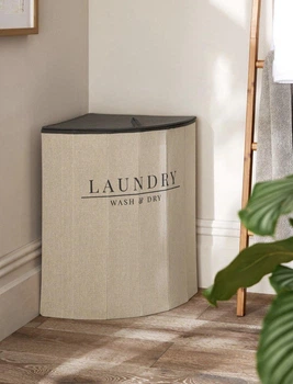 Корзина для білизни кутова бежева Laundry 550х490х390 мм