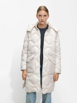 Куртка демисезонная длинная с капюшоном женская Parfois 227234-OW XS-S Белая (5608348537544)