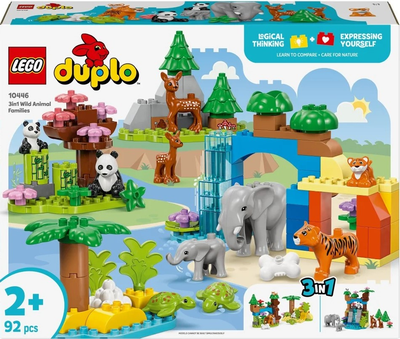 Zestaw klocków LEGO DUPLO Rodziny dzikich zwierząt 3 w 1 92 elementy (10446)