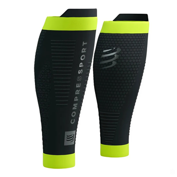 Компрессионные гетры спортивные Compressport R2 3.0 Flash Black/Fluo Yellow T4 (42-46 см) (CCSU3099016T4)