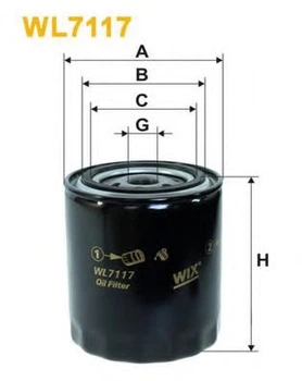 Фильтр масляный J.C.B., Manitou, New Holland, Daihatsu Delta, Landrover 88/109, 90, Defen Wix Filters (WL7117) WIX Filters (WL7117)