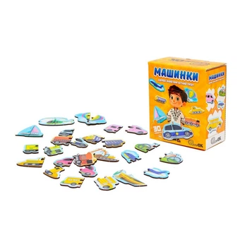 Деревянный магнитный пазл PuzzleOK Машинки 30 элементов (Puz-22932)