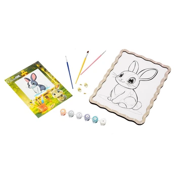 Картина по номерам "Кролик" PuzzleOK Puz-22944 формат А4 кисточка, краски, крепеж для стены
