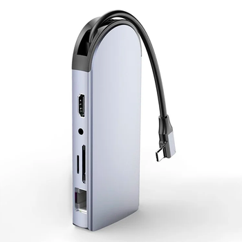 USB хаб, концентратор с быстрой зарядкой и HDMI FuXin 1939C (10 в 1, Type-C, VGA, RJ45, 100 Вт)