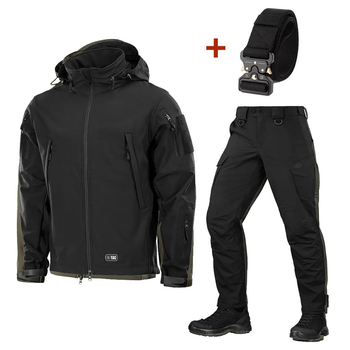 Форма M-Tac Куртка SoftShell та Штани Aggressor Gen.II Flex + Подарунок ремінь Кобра Black розмір XL