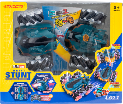 Радиоуправляемая машинка-трансформер RCCR Stunt Drift Spray 2 в 1 с дрифтом и световыми эффектами Синий (L811)