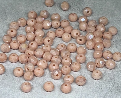 Бусина Рондель 6*4 мм, колір- персиковий (непрозорий), 1-нитка ≈80-90 шт