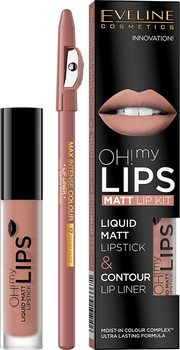 Набір Eveline Oh! My Lips Рідка помада Liquid Matt 4.5 мл + Олівець для губ 01 Neutral Nude 1.2 г (5901761966671)