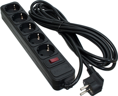 Фильтр сетевой Patron 3x1.5мм² 5 розеток 10 м Black (SP-16510)