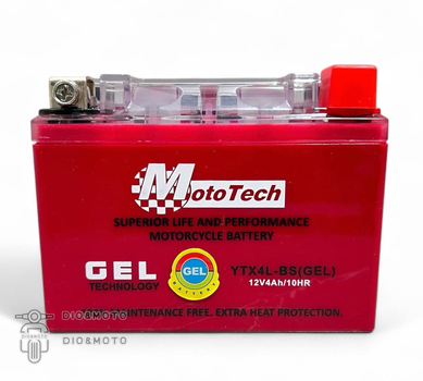 Акумулятор GEL MotoTech 4АМ -/+ YTX4L-BS