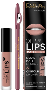 Набір Eveline Oh My Lips Матова помада 08 Lovely Rose 4.5 мл + Олівець для губ 08 Lovely Rose 1.2 г (5901761969665)