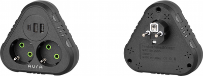 Сетевой фильтр Aura Energy 2+3 USB-A + USB-C (PD) Black (AUEMFP23PDB)