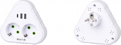 Сетевой фильтр Aura Energy 2+3 USB-A + USB-C (PD) White (AUEMFP23PDW)