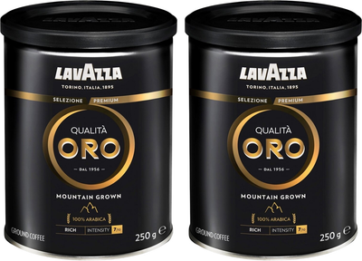 Кава мелена Lavazza Qualita Oro Mountain Grown в металевій банці 2 x 250 г (8000070030107/2)