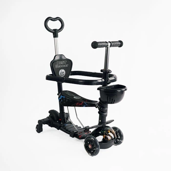 Самокат біговел дитячий Best Scooter LS-86390 5 в 1 кошик додаткові колеса захисний бампер-світло коліс