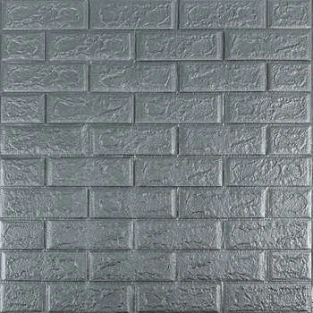 3D панель самоклеюча Sticker Wall 700х770х5мм цегла Срібло (017-5) SW-00000038