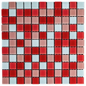 Самоклеющаяся плитка - мозаика Sticker Wall из декоративного стекла красная 298х298х4,5мм SW-00002367