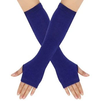 Митенки короткие однотонные синие One Size