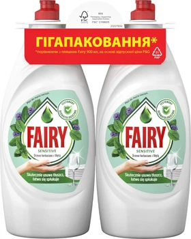 Набір засобу для миття посуду Fairy Чайне дерево та м'ята 900 мл х 2 шт (8700216759649)