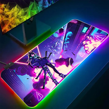 Коврик для мыши и клавиатуры с подсветкой RGB аниме Cyberpunk 800х300 игровая поверхность speed