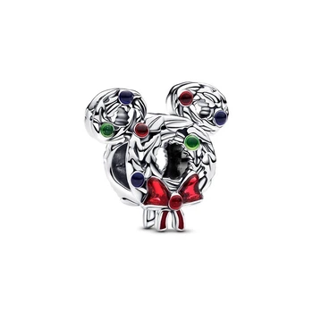 Шарм серебряный для браслета Пандора Disney Рождественский венок с микки маусом 793531
