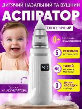 Назальный электронный аспиратор аккумуляторный 2в1 для новорожденных Vancocon Pro, детский отсос соплей, безопасное устройство для очистки носа, электронный соплеотсос
