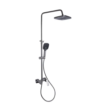 Душова система Qtap Gemini на три споживачі (з виливом) QTGEM111GMB45688 Gunmetal Black PVD