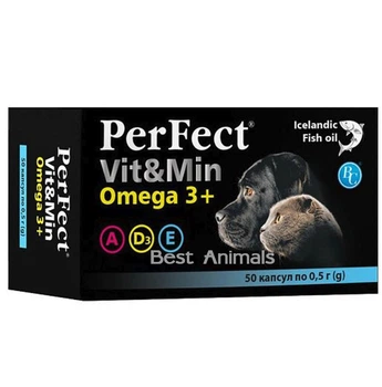 Вітамін Омега 3 для собак та котів Ветсинтез Perfect риб'ячий жир 0,5 г 50 шт