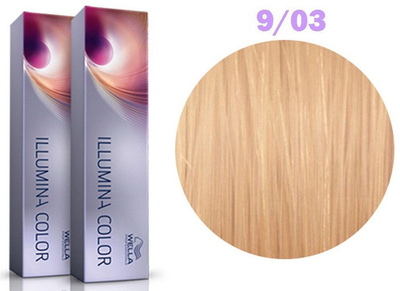 Фарба для волосся Wella Professionals Illumina Color 9/03 Дуже Світлий золотий блонд стійка 60 мл (8005610541792)