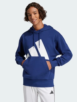 Худі оверсайз чоловіче Adidas M Bl Ft Hd JE8890 XL Dkblue/White (4067905979004)