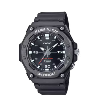 Черные мужские часы CASIO MW-620H-1AVDF с черным циферблатом.