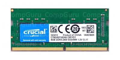 Оперативная память для ноутбука Crucial DDR4 8GB 2400MHz SO-DIMM 2Rx8 PC4-2400 (CT8G4SFS824A.C8FHD1)