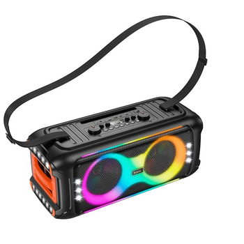 Портативна Bluetooth-колонка з караоке HOCO HA9 Kayman dual-mic outdoor BT speaker з мікрофоном 40Вт Чорний