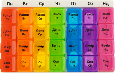 Органайзер для таблеток Yulimed 7 днів на 4 прийоми різнокольоровий (YL0097)