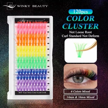 Накладные ресницы Wispy Spikes D Curl 14/16 мм, красочные, с блестками, для создания эффекта Manga, DIY класте