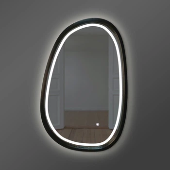 Зеркало асимметричное деревянное с LED-подсветкой Luxury Wood Dali Black Ясень 55x85 см