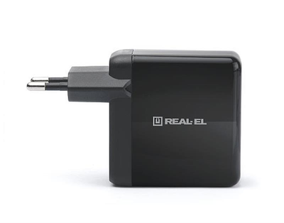 Мережевий зарядний пристрій REAL-EL CH-350 QC3.0 (2USB, 3A) Black Чорний