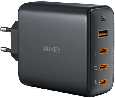 Мережевий зарядний пристрій AUKEY Omnia II Mix S GaN 3x USB-C, 1x USB-A PD 3.0 100W Black (PA-B7S)