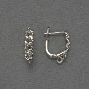 Серебристые серьги-швензы из серебристого металла 18×4 мм — пара, ida48246