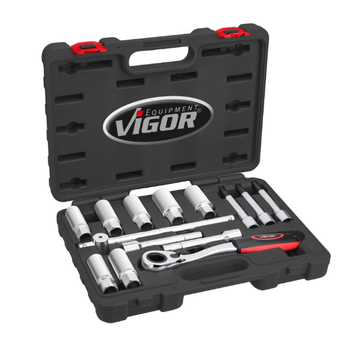 Набор инструментов для монтажа амортизатора 1/2" 14 предметов VIGOR, V6452-VIGOR